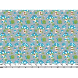 Champignons sur fond gris 100% coton biologique