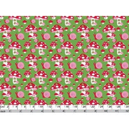 Champignons sur fond vert 100% coton biologique