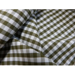 TISSU BIO : vichy vert en popeline fine