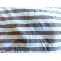 Coupon 90 cm nicky velours rayé choco/ ciel 100 % coton biologique
