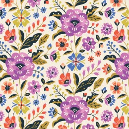 Popeline imprimée fleurs bohème - Echantillon