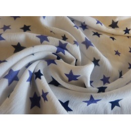 Double gaze blanche imprimée étoiles bleues 100% coton biologique certifié GOTS